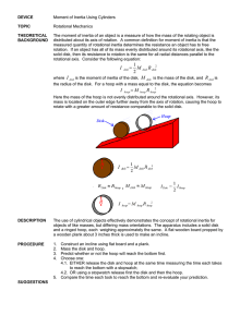 DEVICE TOPIC THEORETICAL Moment of Inertia Using Cylinders
