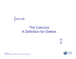 ∫ The Calculus A Definition for Dieters xdx