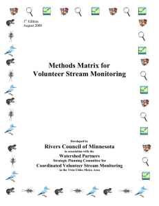 Methods Matrix for Volunteer Stream Monitoring Rivers Council of Minnesota Watershed Partners