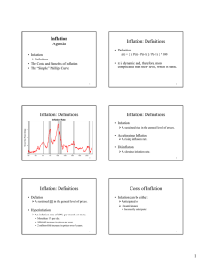 Inflation Inflation: Definitions Agenda