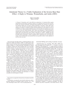 Attentional Theory Is a Viable Explanation of the Inverse Base... Effect: A Reply to Winman, Wennerholm, and Juslin (2003)