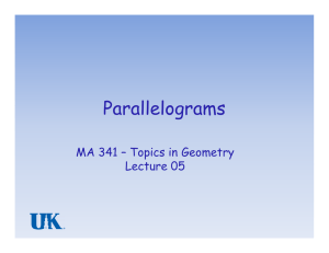Parallelograms MA 341 – Topics in Geometry Lecture 05