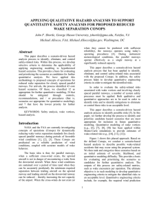 APPLYING QUALITATIVE HAZARD ANALYSIS TO SUPPORT WAKE SEPARATION CONOPS