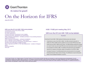 On the Horizon for IFRS  June 25, 2013