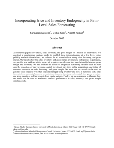 Incorporating Price and Inventory Endogeneity in Firm- Level Sales Forecasting  Saravanan Kesavan