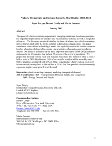 Vehicle Ownership and Income Growth, Worldwide: 1960-2030