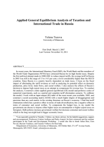 Applied General Equilibrium Analysis of Taxation and International Trade in Russia