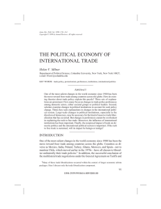 THE POLITICAL ECONOMY OF INTERNATIONAL TRADE Helen V. Milner