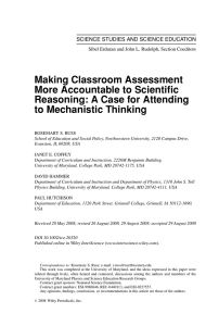 Making Classroom Assessment More Accountable to Scientific Reasoning: A Case for Attending