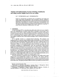 Adoption and implementation of group technology classification