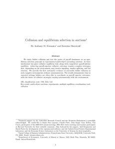 Collusion and equilibrium selection in auctions ∗ By Anthony M. Kwasnica