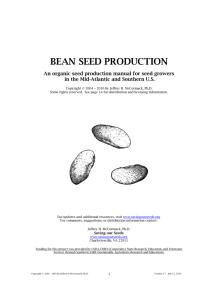 BEAN SEED PRODUCTION An organic seed production manual for seed growers