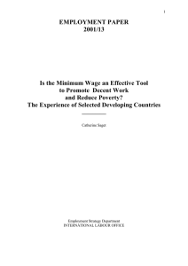 EMPLOYMENT PAPER 2001/13 Is the Minimum Wage an Effective Tool