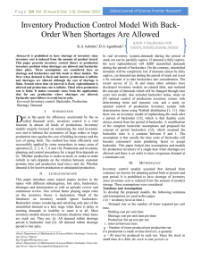 Inventory Production Control Model With Back- Order When Shortages Are Allowed