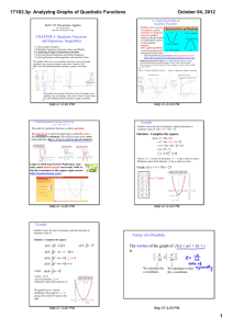 171S3.3p  Analyzing Graphs of Quadratic Functions October 04, 2012 CHAPTER 3: Quadratic Functions  and Equations; Inequalities