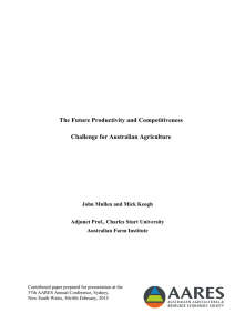 The Future Productivity and Competitiveness Challenge for Australian Agriculture