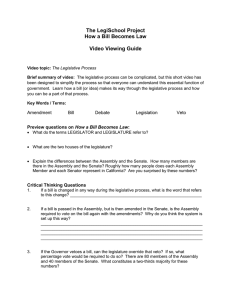 The LegiSchool Project How a Bill Becomes Law Video Viewing Guide