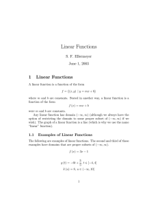 Linear Functions 1 S. F. Ellermeyer June 1, 2003