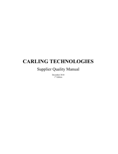 CARLING TECHNOLOGIES Supplier Quality Manual December 2010