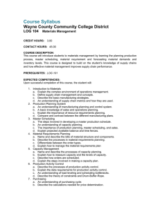 Course Syllabus Wayne County Community College District LOG 104 Materials Management