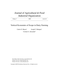 Journal of Agricultural &amp; Food Industrial Organization Carlos D. Mayen