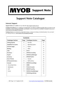 Support Note Catalogue Internet Support