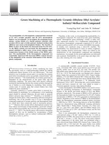 Green Machining of a Thermoplastic Ceramic–Ethylene Ethyl Acrylate/ Isobutyl Methacrylate Compound