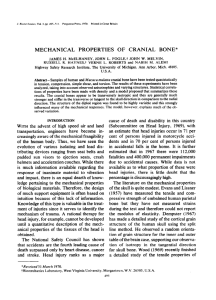 MECHANICAL PROPERTIES OF  CRANIAL BONE*