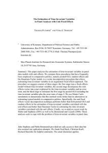 The Estimation of Time-Invariant Variables T