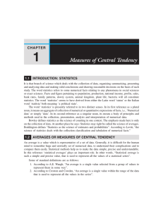 1 Measures of Central Tendency CHAPTER 1.1