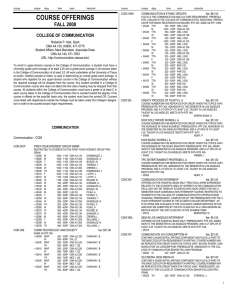 COURSE OFFERINGS FALL 2008 COLLEGE OF COMMUNICATION