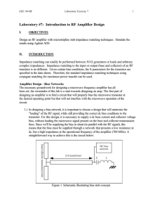 Laboratory #7:  Introduction to RF Amplifier Design