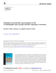 electronic reprint Tabulation of irreducible representations of the