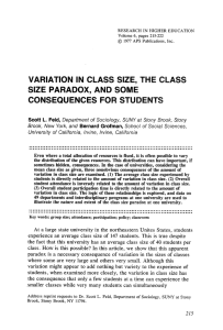 VARIATION  IN  CLASS  SIZE,  THE ... SIZE  PARADOX,  AND  SOME