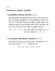 Continuous random variables • probability density function (f (x))