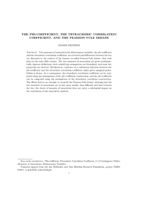 THE PHI-COEFFICIENT, THE TETRACHORIC CORRELATION COEFFICIENT, AND THE PEARSON-YULE DEBATE