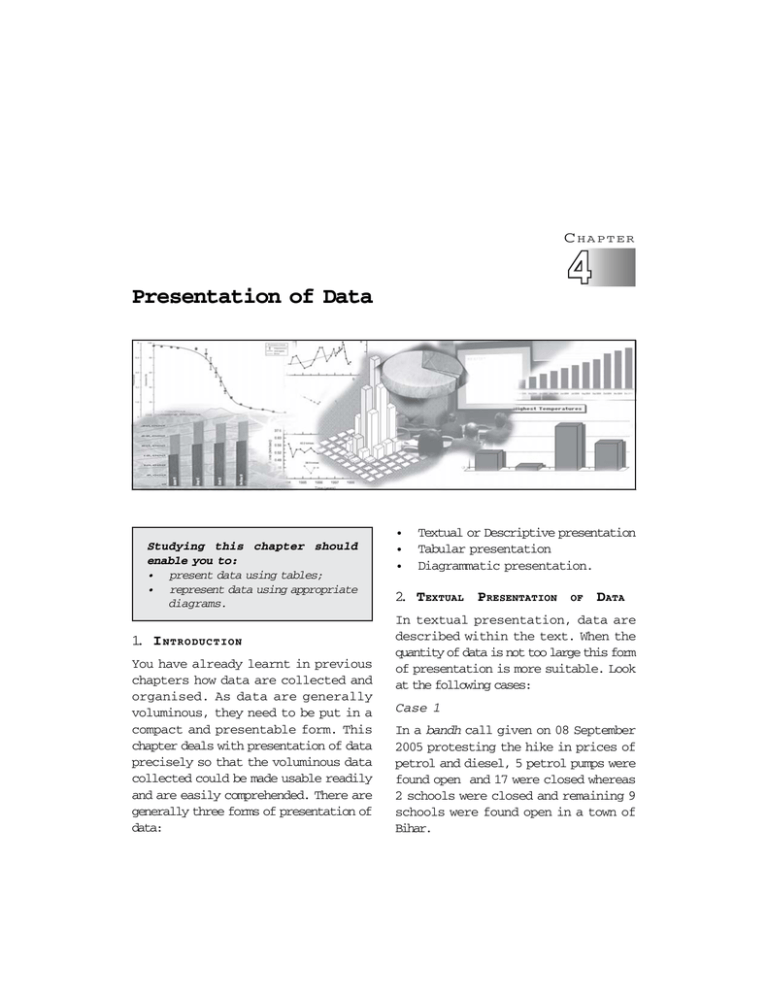 presentation of data c