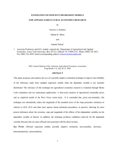 ESTIMATION OF EFFICIENT REGRESSION MODELS FOR APPLIED AGRICULTURAL ECONOMICS RESEARCH by