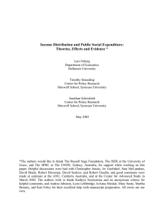 Income Distribution and Public Social Expenditure: Theories, Effects and Evidence *