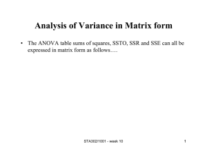 Analysis of Variance in Matrix form STA302/1001 - week 10