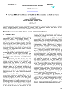 A Survey of Statistical Tools in the Field of Economics...  O.Y. Halid ABSTRACT