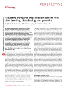 Regulating transgenic crops sensibly: lessons from plant breeding, biotechnology and genomics