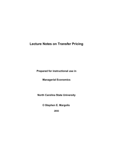 Lecture Notes on Transfer Pricing