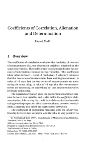 Coefficients of Correlation, Alienation and Determination 1 Overview Hervé Abdi