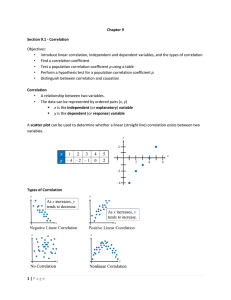 Chapter 9 Section 9.1 - Correlation Objectives: