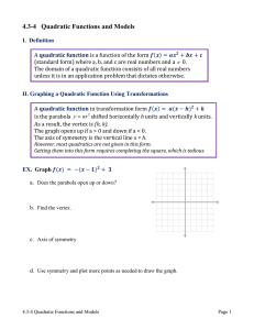 4.3-4   Quadratic Functions and Models