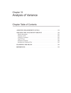 Analysis of Variance Chapter 15 Chapter Table of Contents