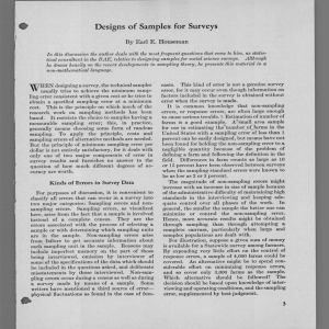 Designs of Samples for Surveys By Earl E. Houseman