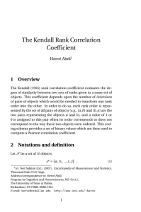 The Kendall Rank Correlation Coefficient 1 Overview Hervé Abdi