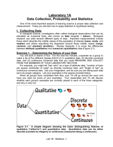 Laboratory 1A Data Collection, Probability and Statistics